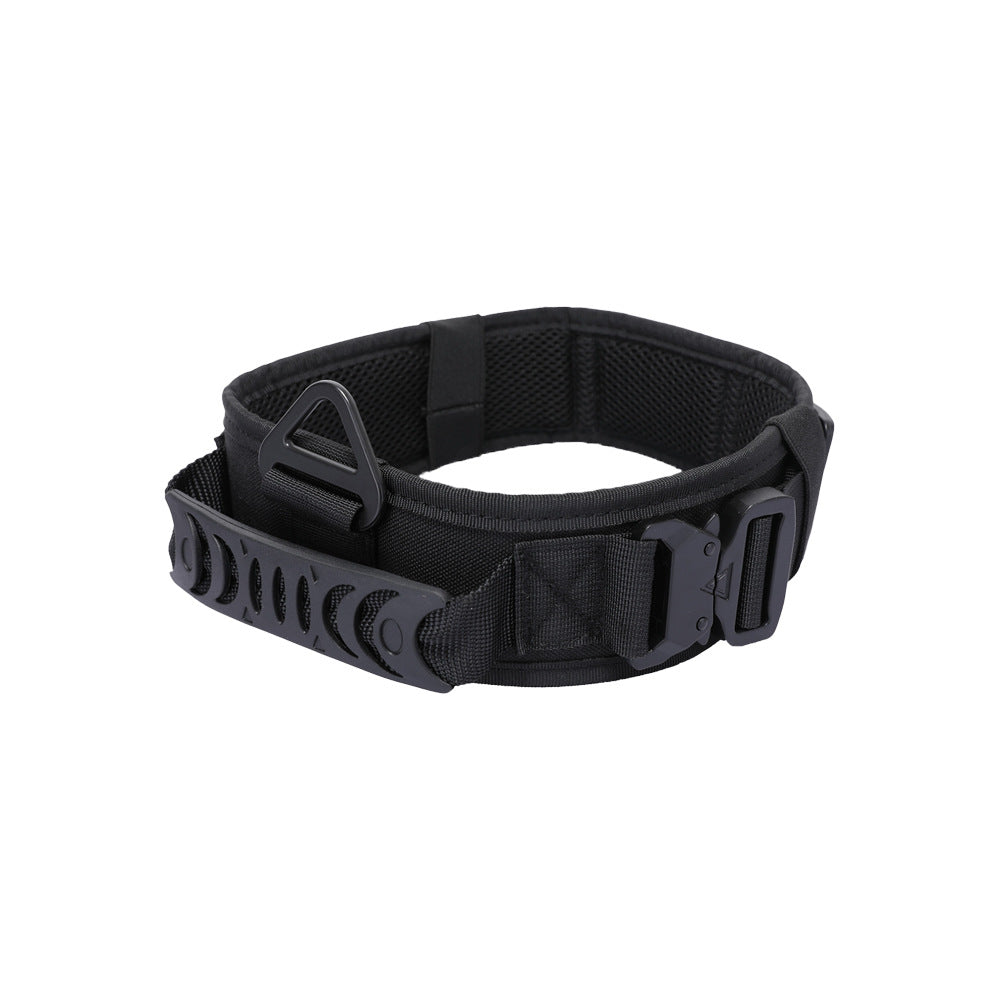 Tactical nylon dog collar with double metal buckle in 5 colour options