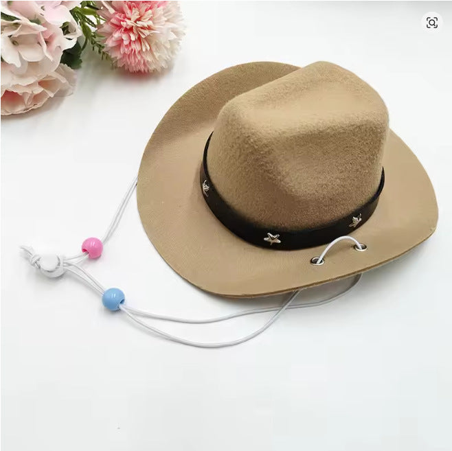 Western felt cowboy hat for small dogs and cats, side view