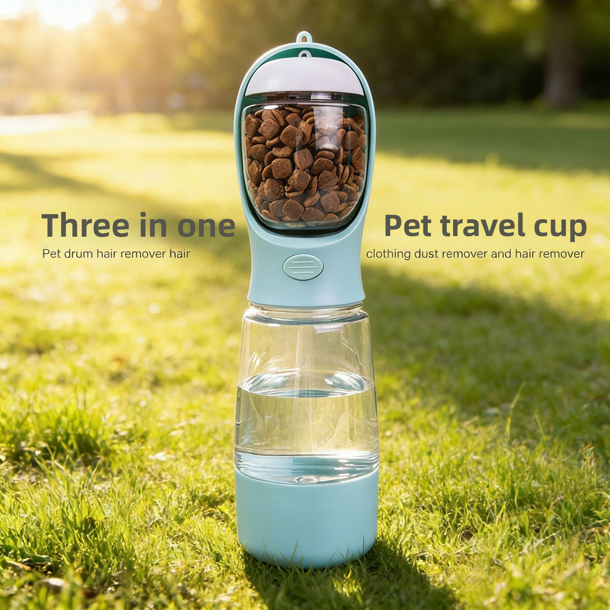 Portable 3-in-1 Dog Water Bottle with Food Container, Waste Bag Box and Carry Rope