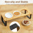 Elevated wooden cat feeding stand with three bowls, photo 1 of 5