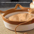 Woven rattan cat bed with soft cotton pad in grey