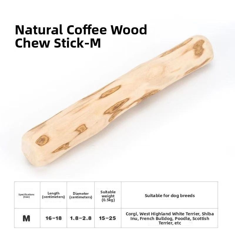 Natural coffee wood dog chew stick for small to large dogs, view 7