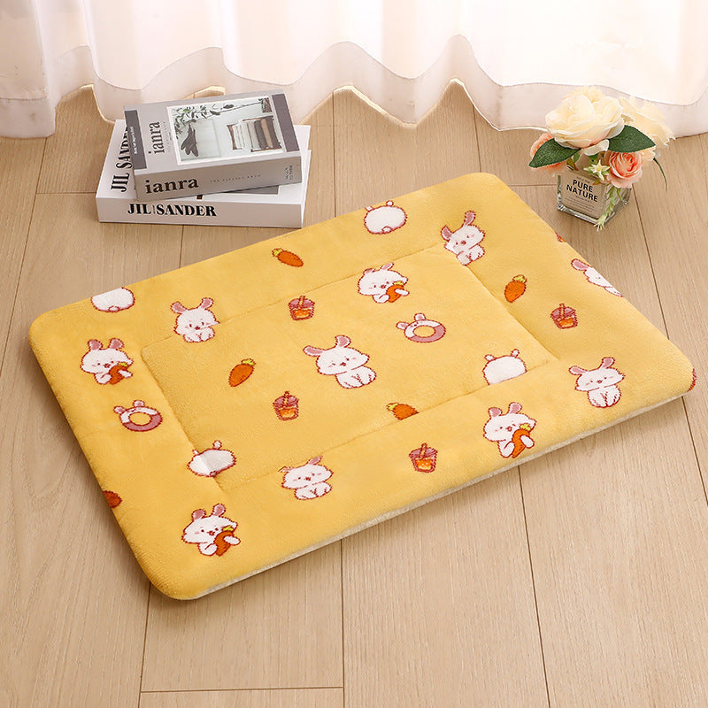 Dog lying on a blue starry sky flannel mat