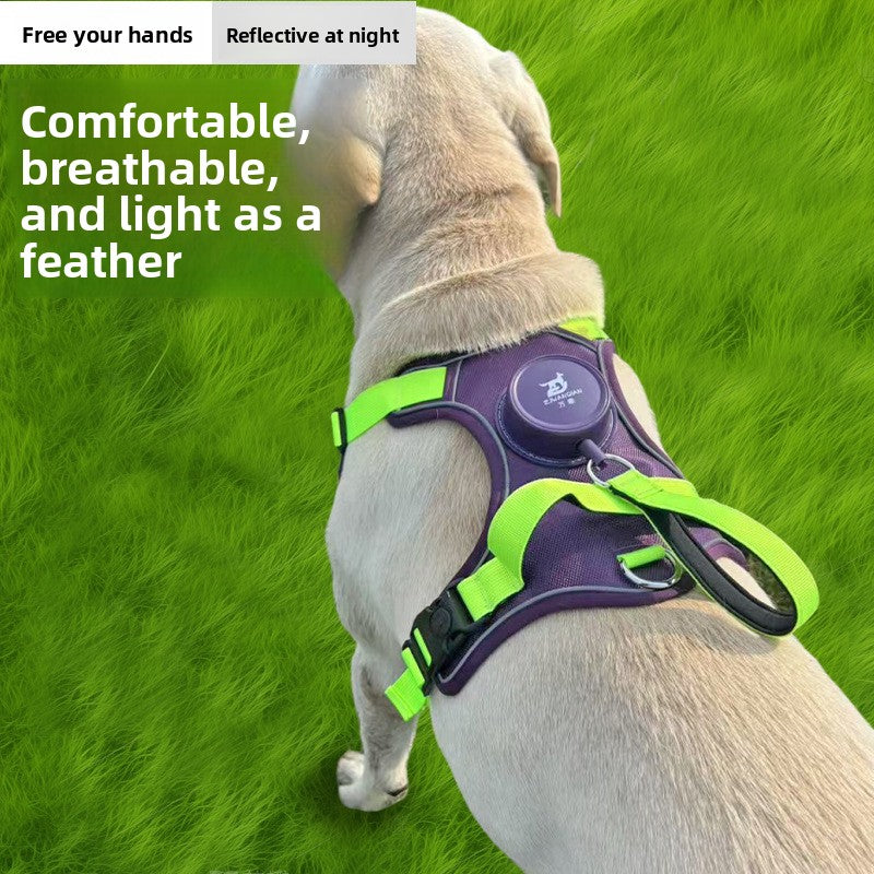 Dog harness vest with built-in retractable lead, product image 1