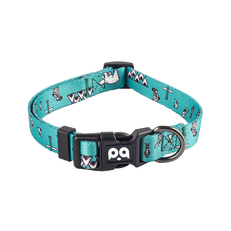 Printed dog collar with star pattern and matching lead