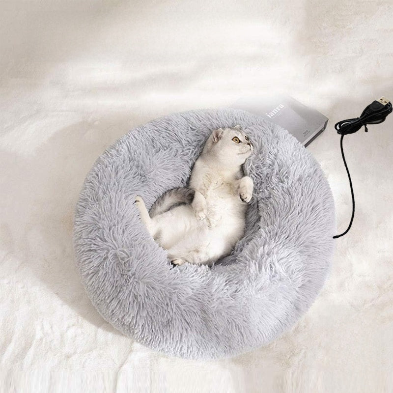 USB heated round cat nest in grey, photo 3 of 5
