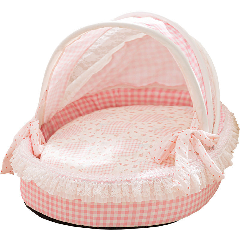 Blue princess style washable pet bed for cats and small dogs, photo 4