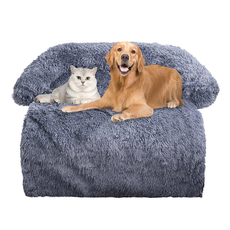 Plush square sofa pet bed with raised sides, photo 12 of 49