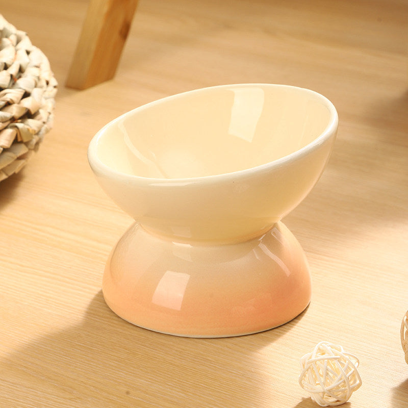 Ceramic Raised Pet Bowl with Gradient Finish for Cats and Small Dogs, Food or Water