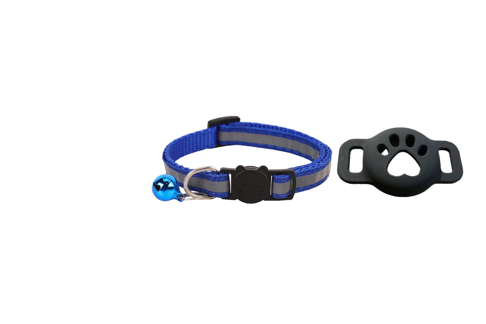 Reflective breakaway cat collar with silicone AirTag holder sleeve and bell, view 27