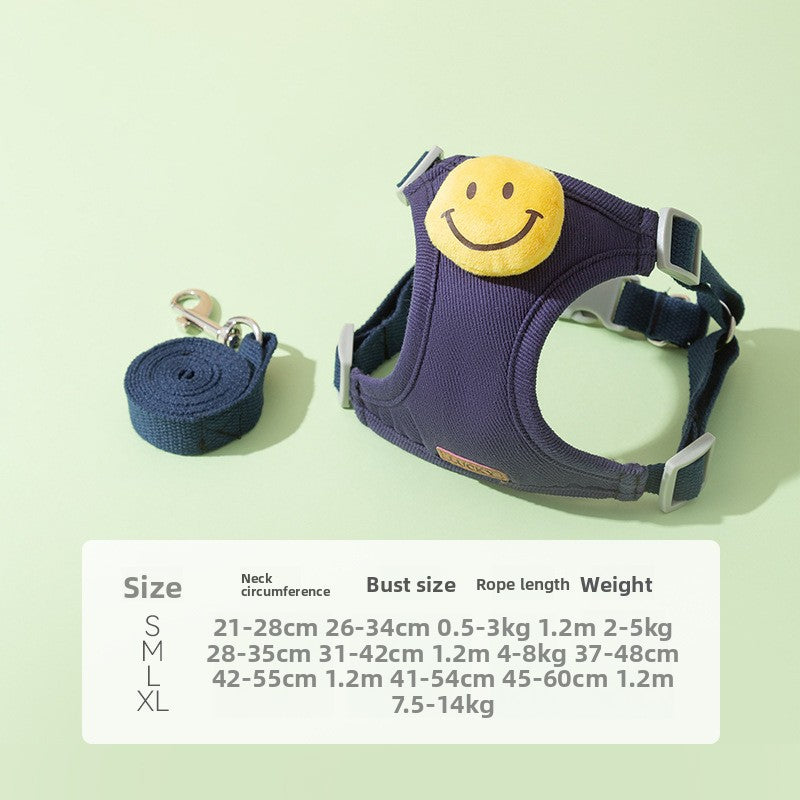 Denim harness and lead set with fun prints, available from Pet Royale UK