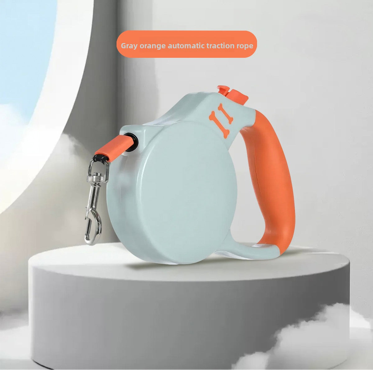 Retractable dog lead with LED light in 3m Grey Orange