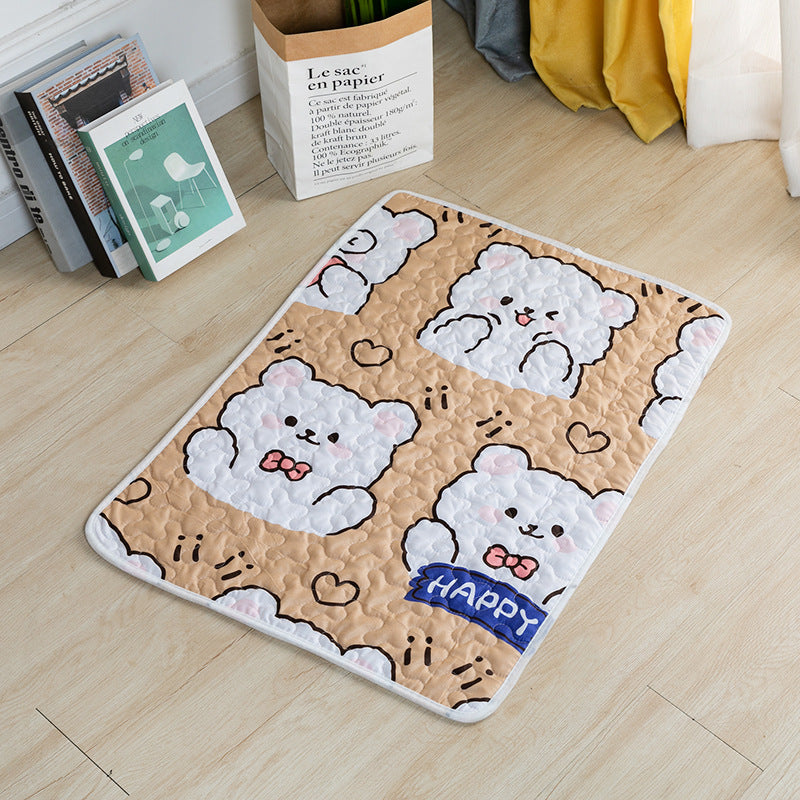 Breathable cotton pet mat with print in Soft Bear, size 70 x 50cm