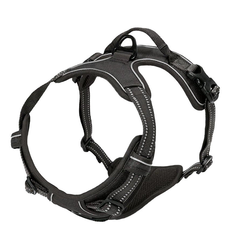 Escape-resistant reflective dog harness in black, product image 6