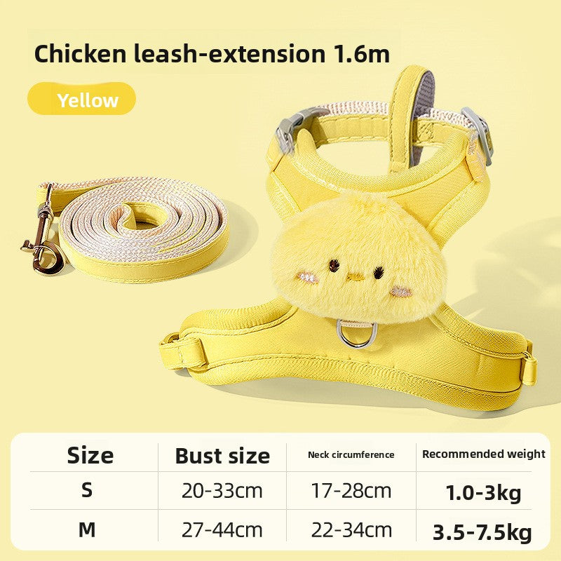 Soft polyester bee print pet harness with matching lead for small pets