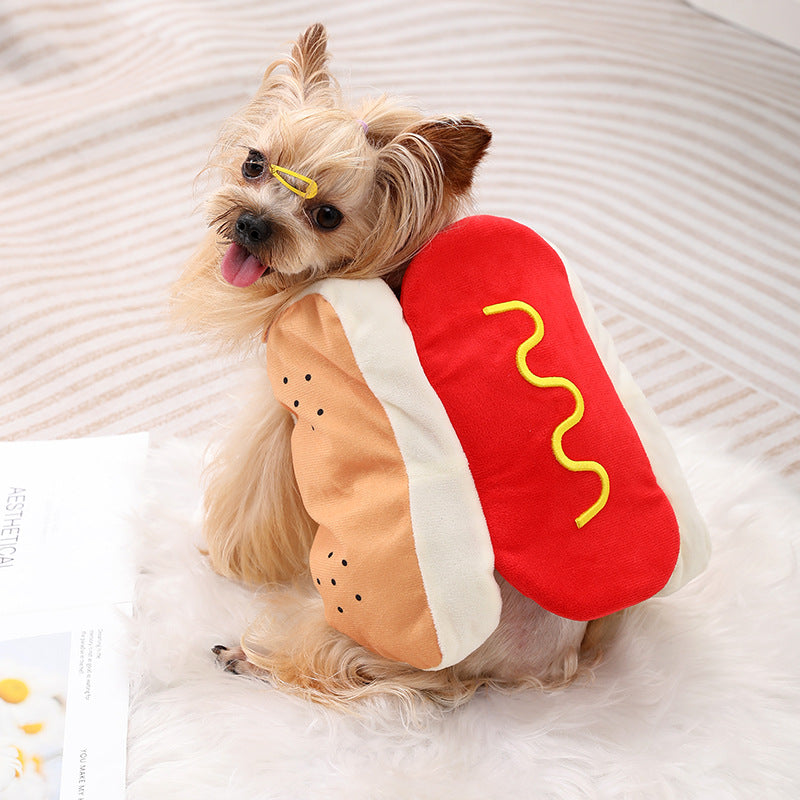Small dog dressed in a priest Halloween costume