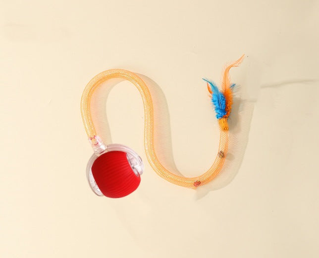 Red automatic rolling cat toy ball with dragonfly tail, photo 14