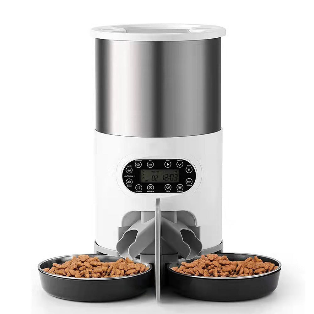 Stainless Steel Smart Pet Feeder with App Control, Timed Portions, Single or Double Bowl