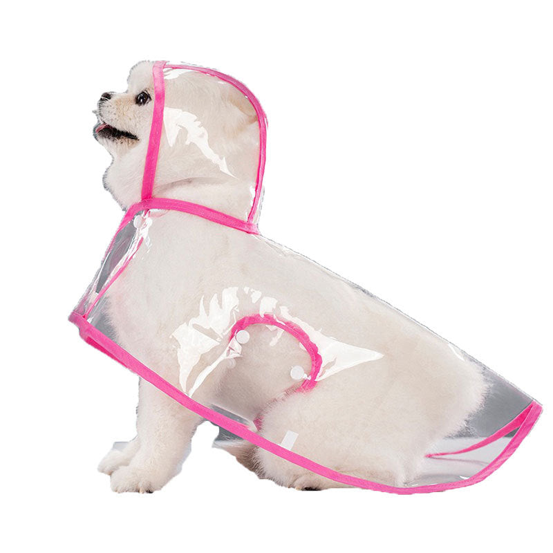 Clear EVA dog raincoat with four-leg cover in pink, product image 3