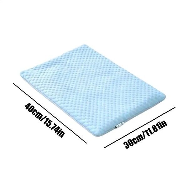 Washable ice silk pet cooling mat with a cat lying on it, view 7