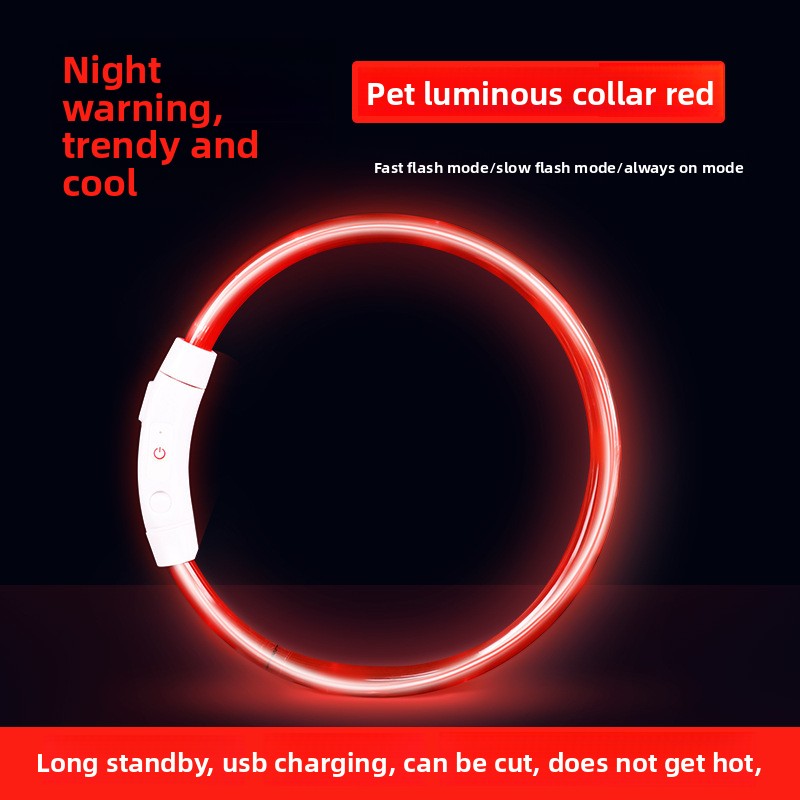 Rechargeable glowing LED dog collar for night walks, view 39