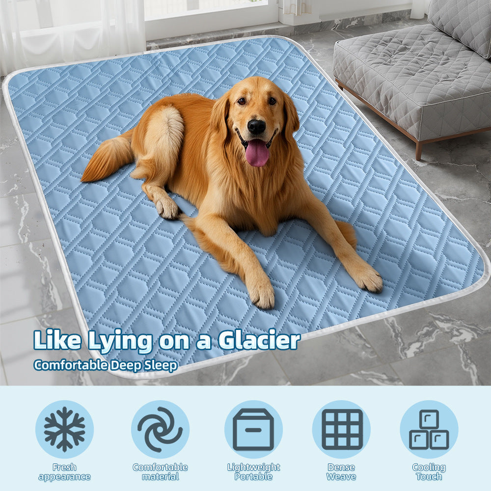 Ice silk cooling dog mat in lake blue, photo 4 of 10