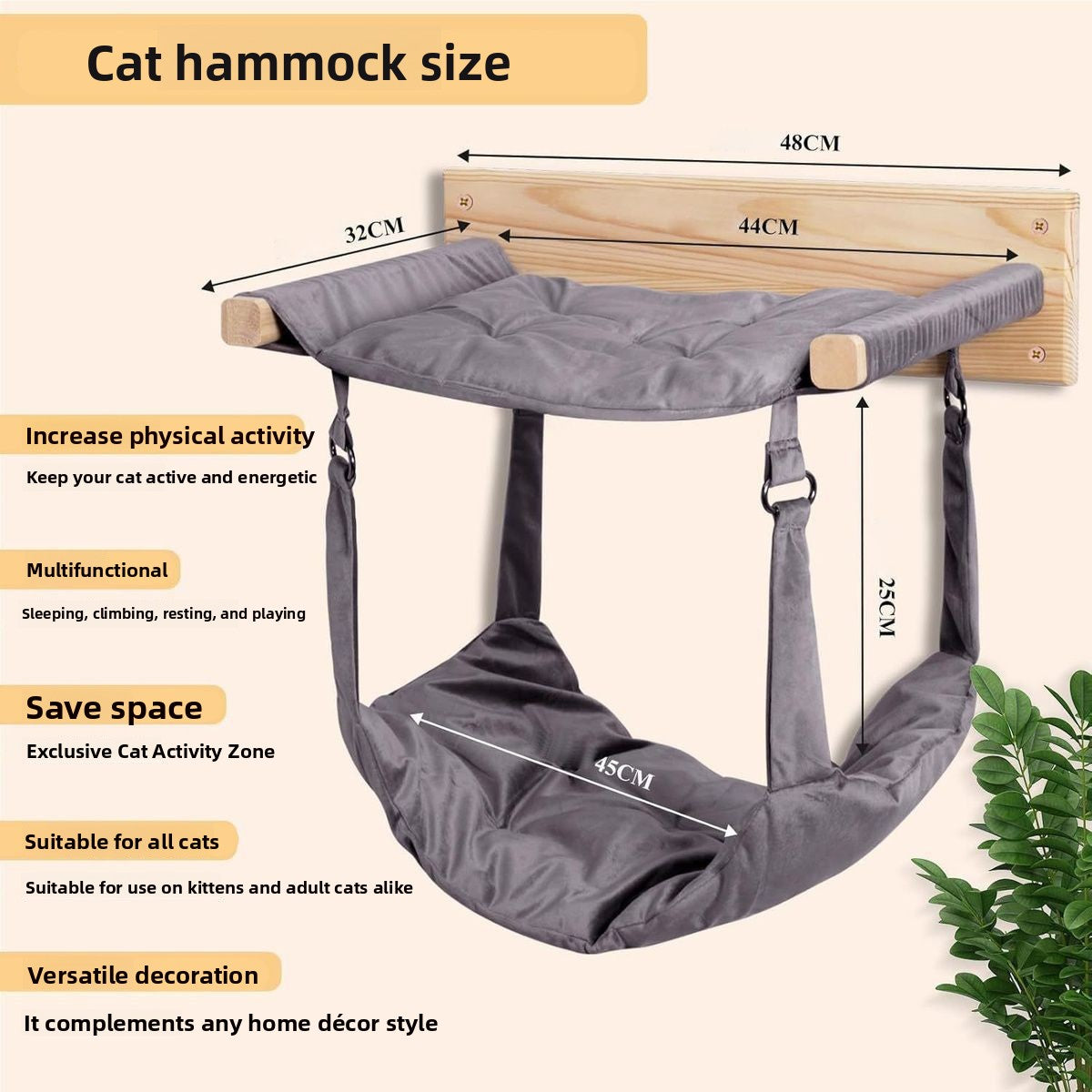 Modular wooden wall-mounted cat climbing frame in vintage finish