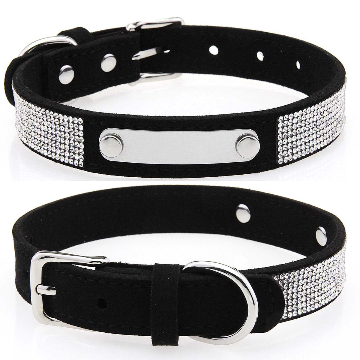 Rhinestone nylon collar for dogs and cats in Purple, material detail