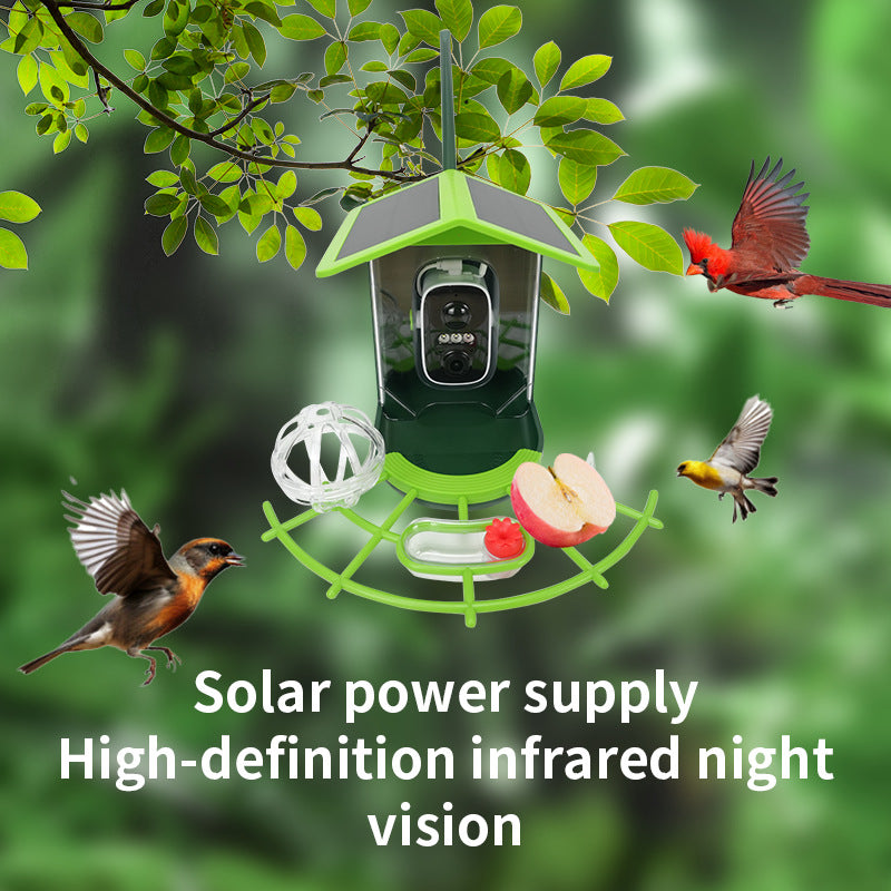 Intelligent Bird-Watching Device Outdoor Bird Feeder with Camera Solar-Powered