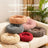 Non slip round long plush donut dog bed, view 1