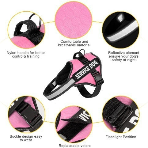 Reflective dog harness and lead set, 6 sizes available