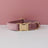 Soft pink velvet dog collar with decorative butterfly buckle