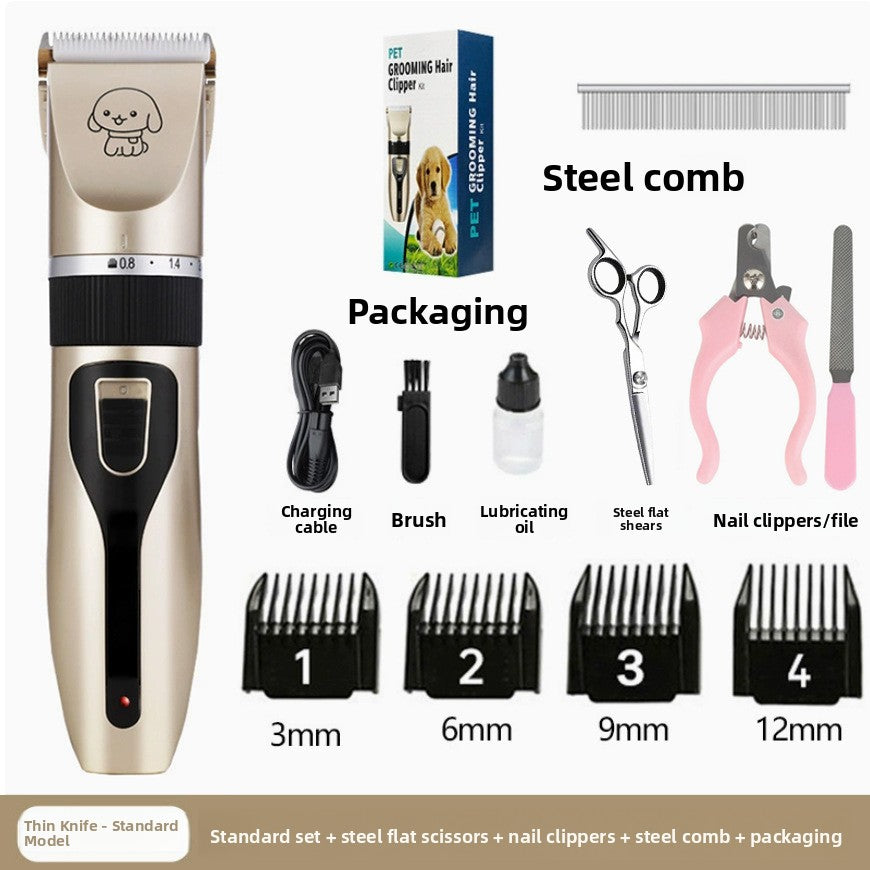 Cordless Pet Hair Trimmer, 6500 RPM with Comb and Scissor Options