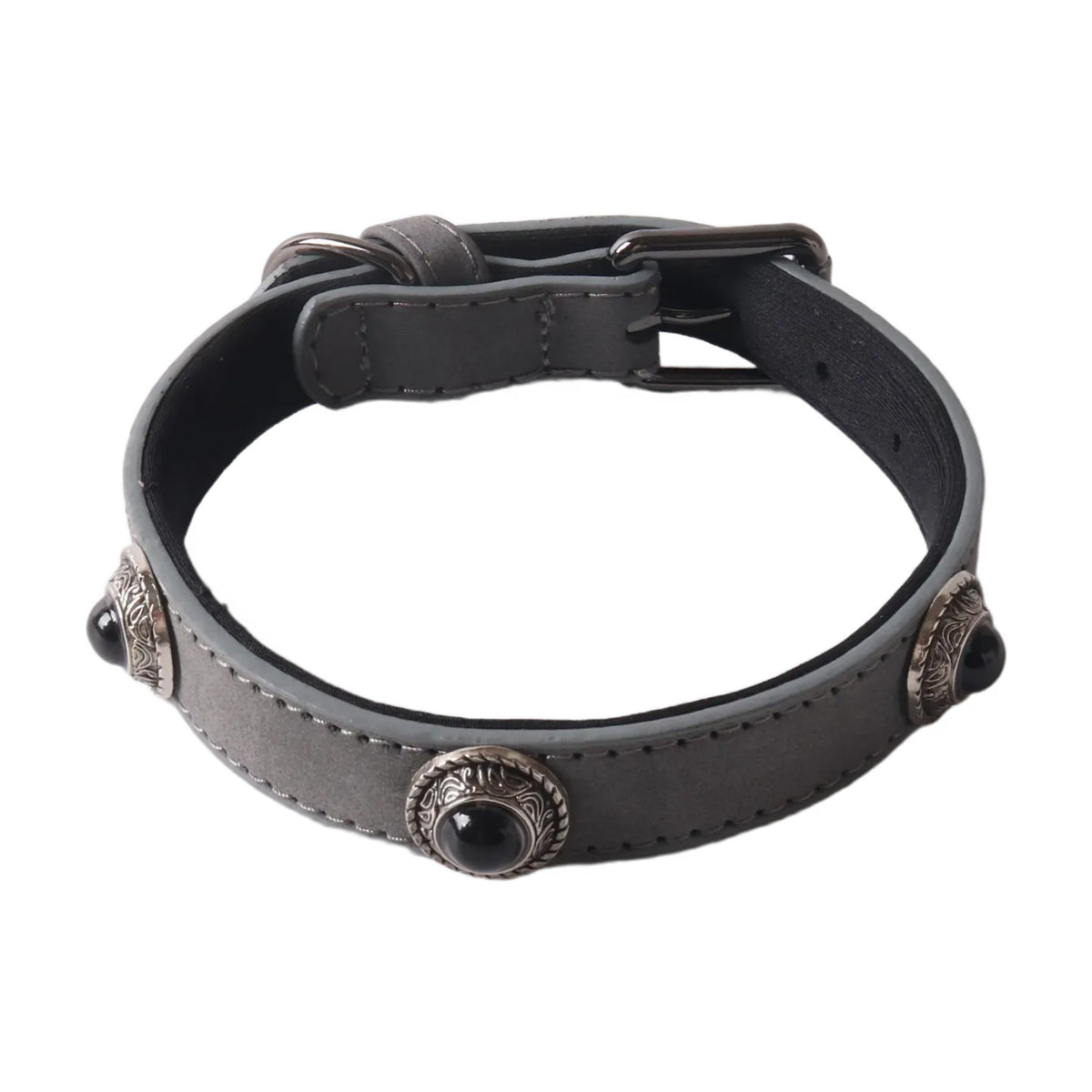 Adjustable PU leather cat collar with cat eye stone, product image 13
