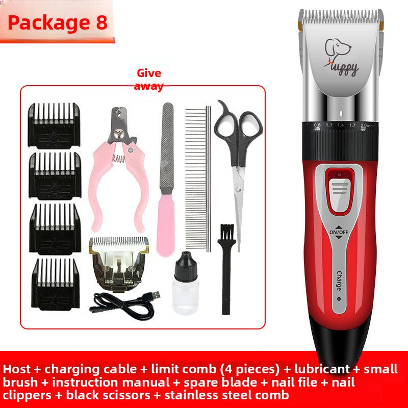 USB Rechargeable Pet Hair Clipper with Ceramic Blade and 4 Combs