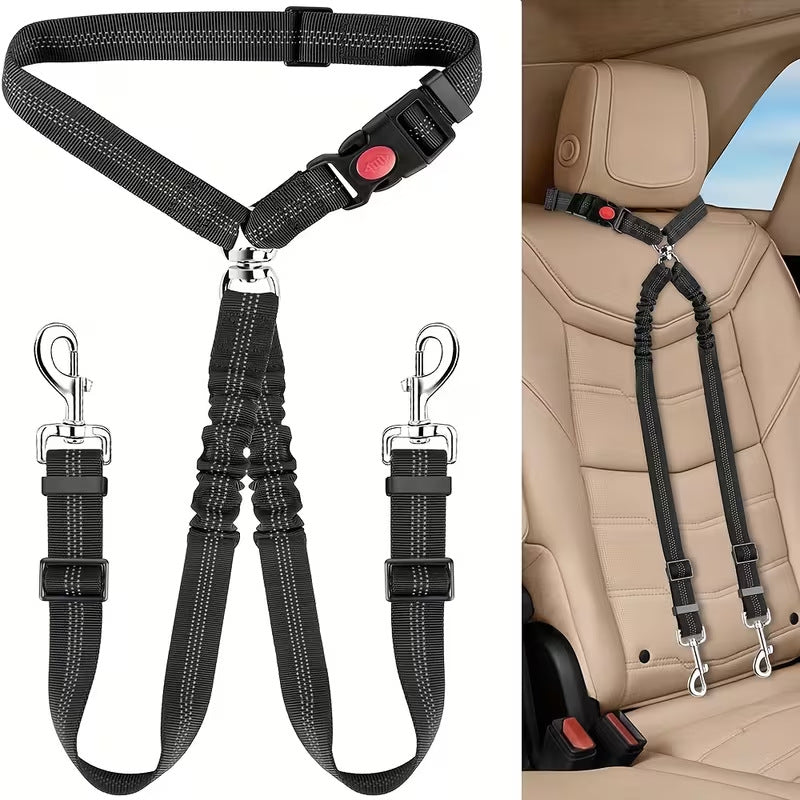 Elastic dog car safety lead in 7 colour options
