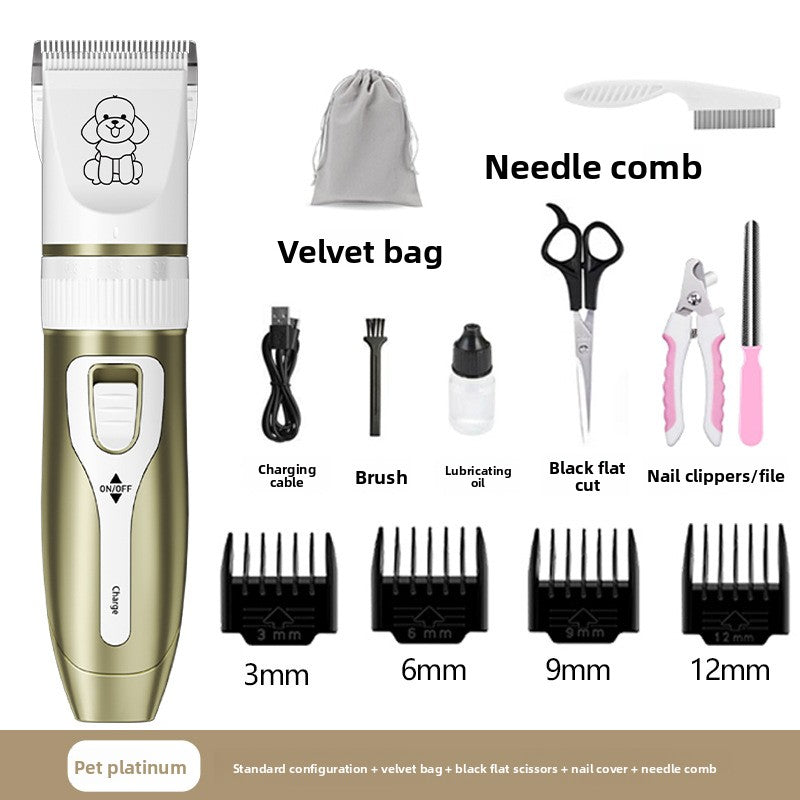 Cordless Pet Hair Clipper Kit with Thick Steel Blade and Comb