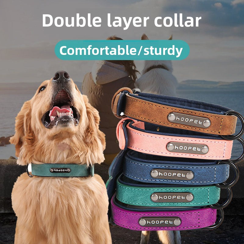 Leather look dog collars in seven colours and five sizes