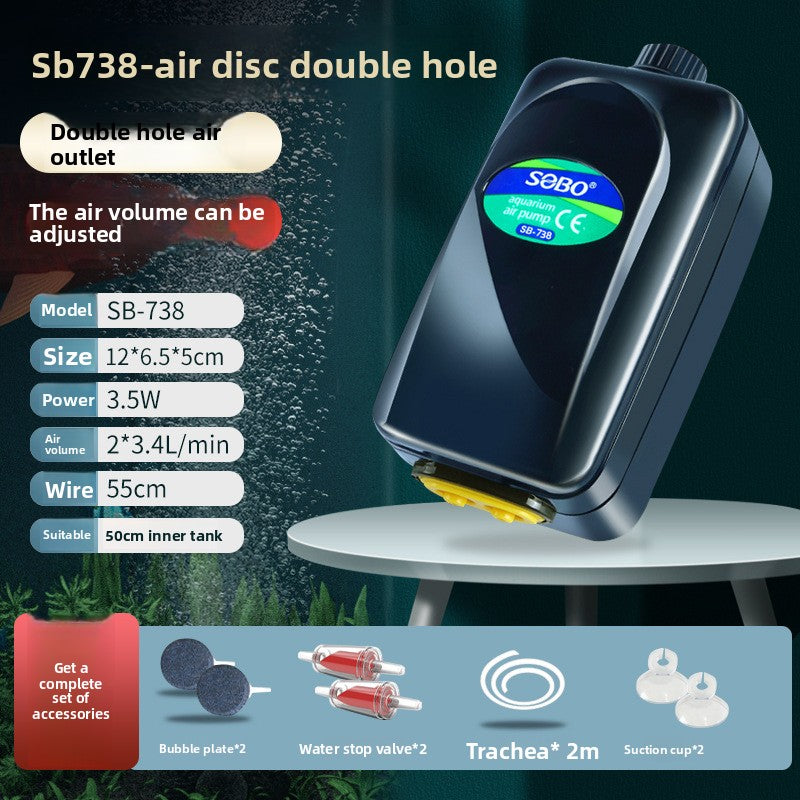 Adjustable quiet aquarium air pump with air stone kit, view 21