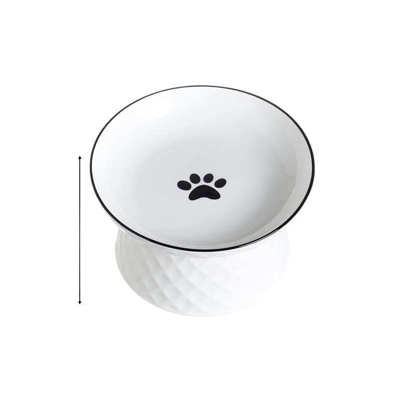 Raised Ceramic Cat Bowl, Elevated Feeding Dish