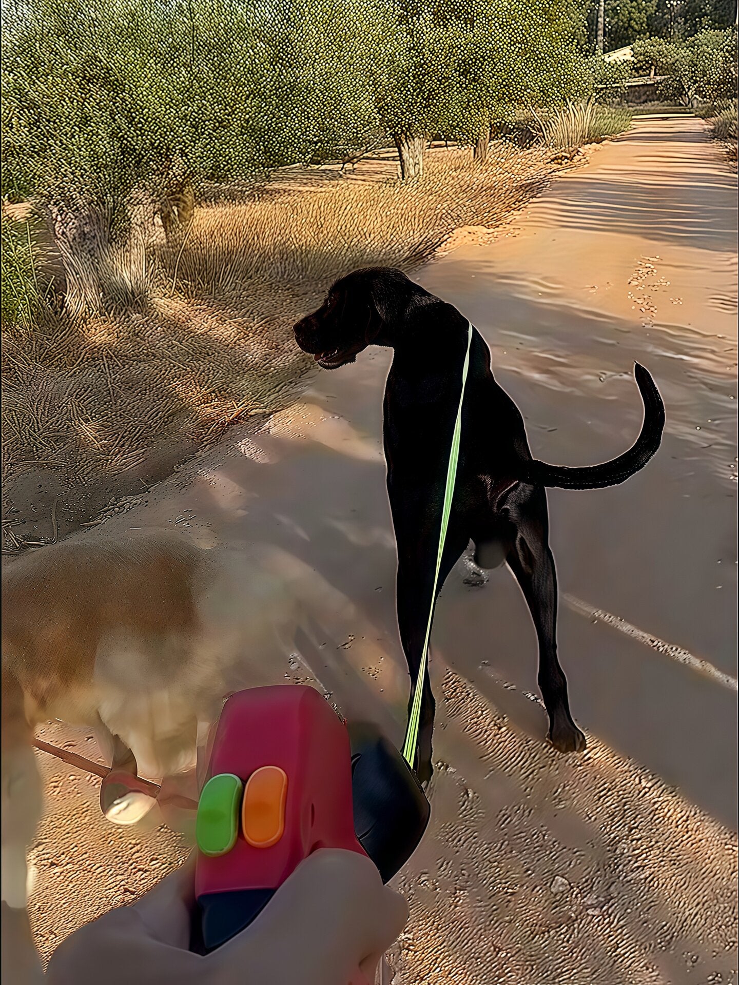 Green automatic retractable dog lead for small and medium dogs