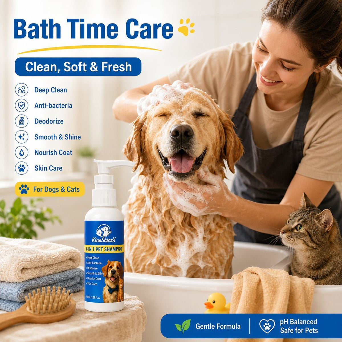 Conditioning Pet Shampoo for Soft Shiny Coats, Dogs and Cats