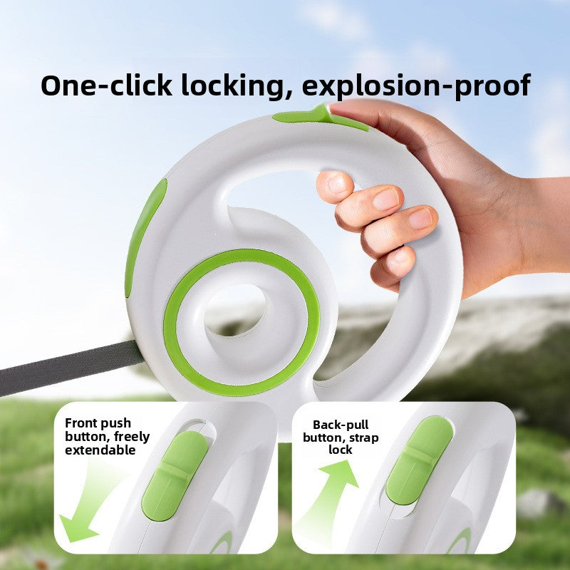 Round retractable pet lead for dogs and cats, ideal for everyday use