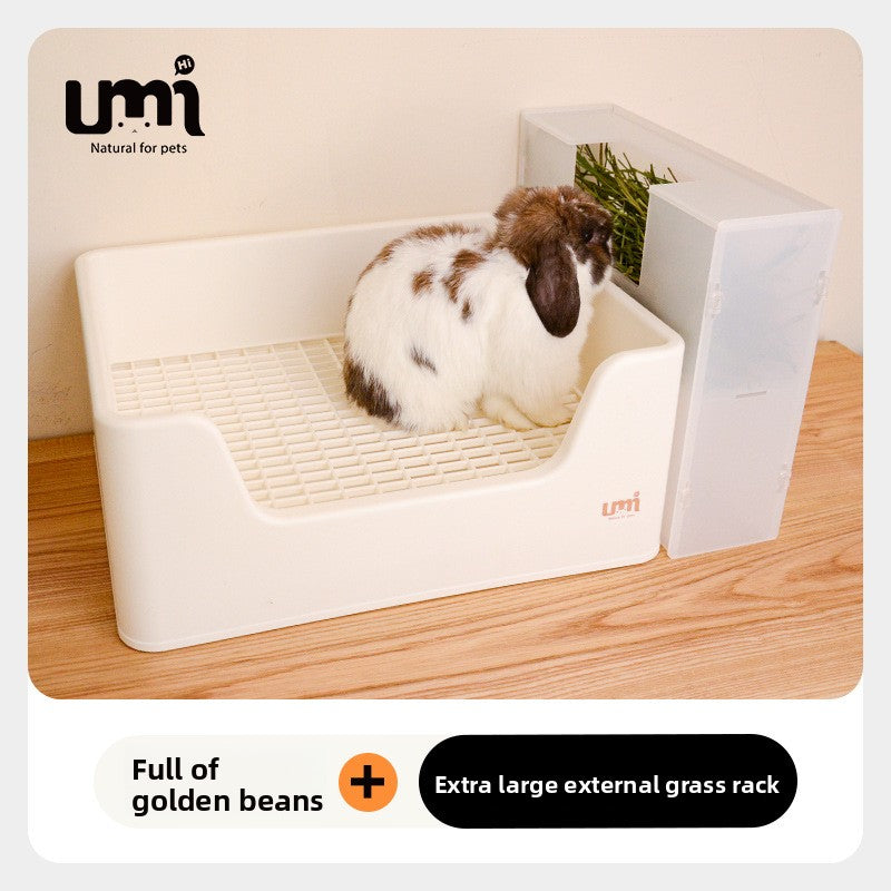 Extra large rabbit litter box with hay rack, main product photo