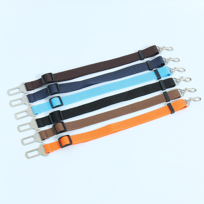 Adjustable dog seat belt leads in thirteen colours