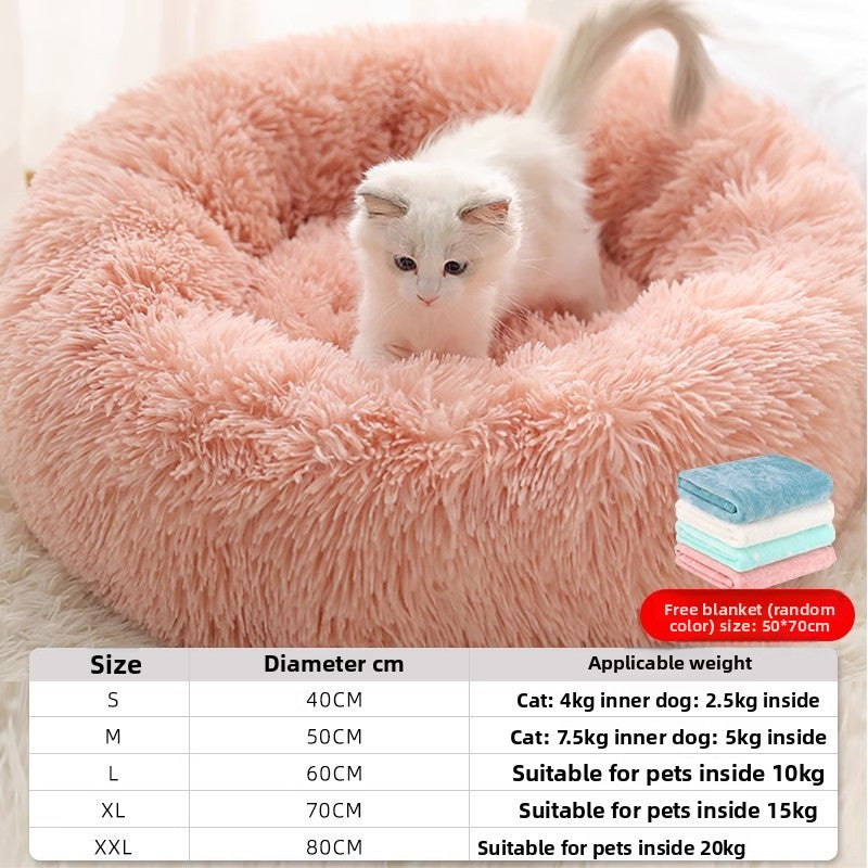 Grey thick velvet donut cat bed with plush padding, photo 25