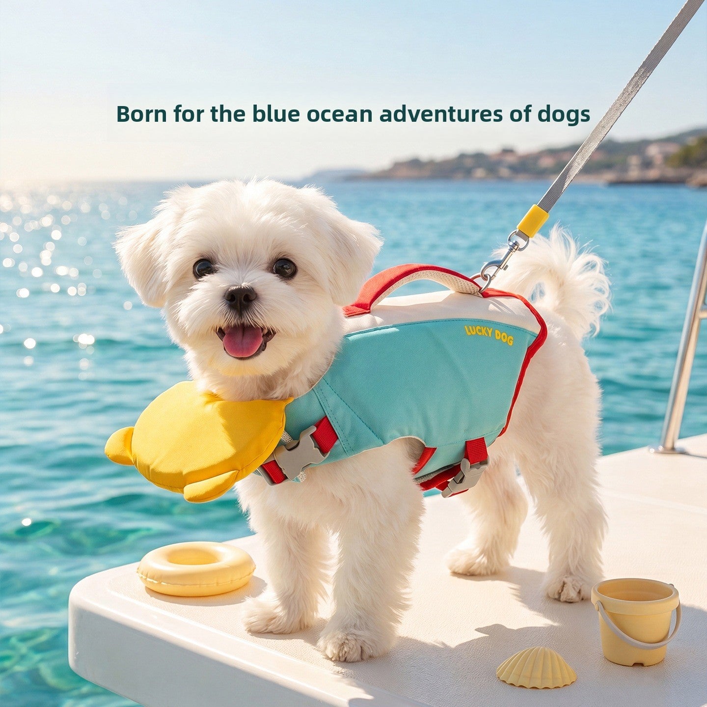 Yellow bear dog swimming life jacket, in Yellow Bear, image 3