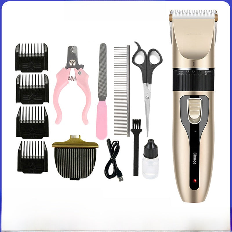 Cordless Dog Hair Clipper Kit with Thin or Thick Cutter Heads
