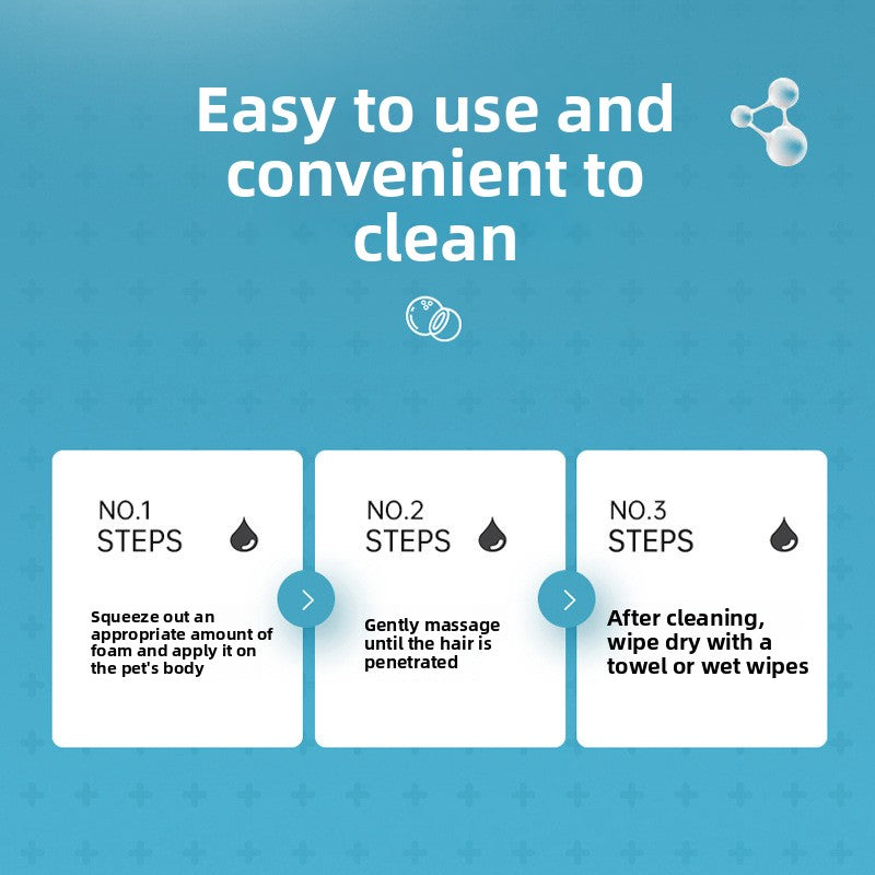 Wash-Free Pet Shower Foam 400ml, Deodorising Dry Bath Cleanser