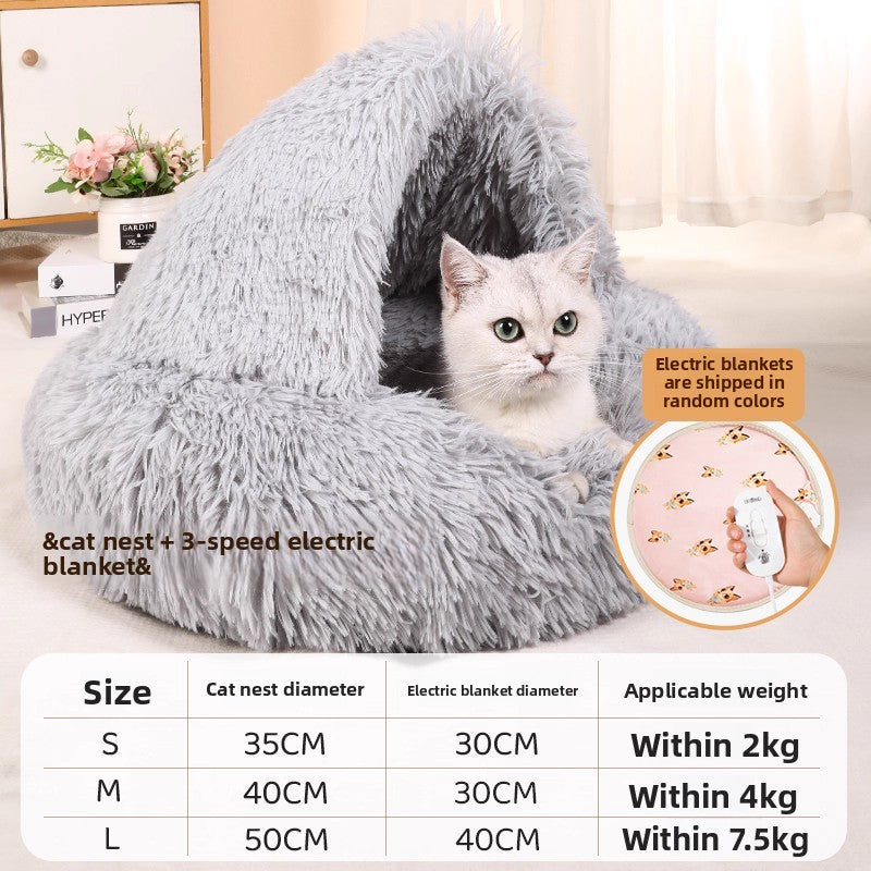 Heated enclosed cat cave bed in 3-Level Heated, size Medium 4kg